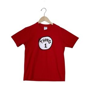 THING 1 Kids T Shirt sz Youth Small Short Sleeve Graphic Tee Vibrant Red White